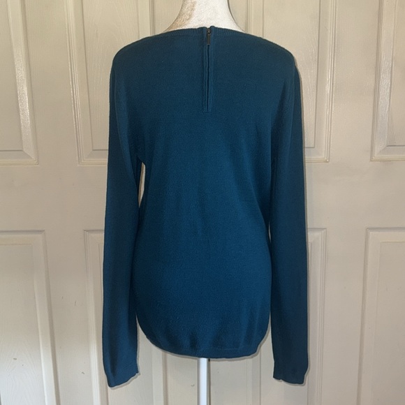 Talbots Teal Lambswool Blend Hedgehog Pullover Sweater - Picture 4 of 8